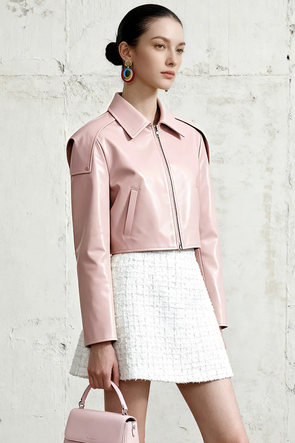 Pink Jacket and White Skirt Set-Up