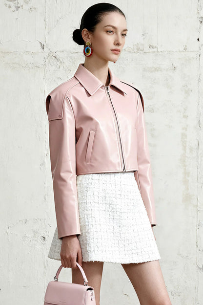 Pink Jacket and White Skirt Set-Up