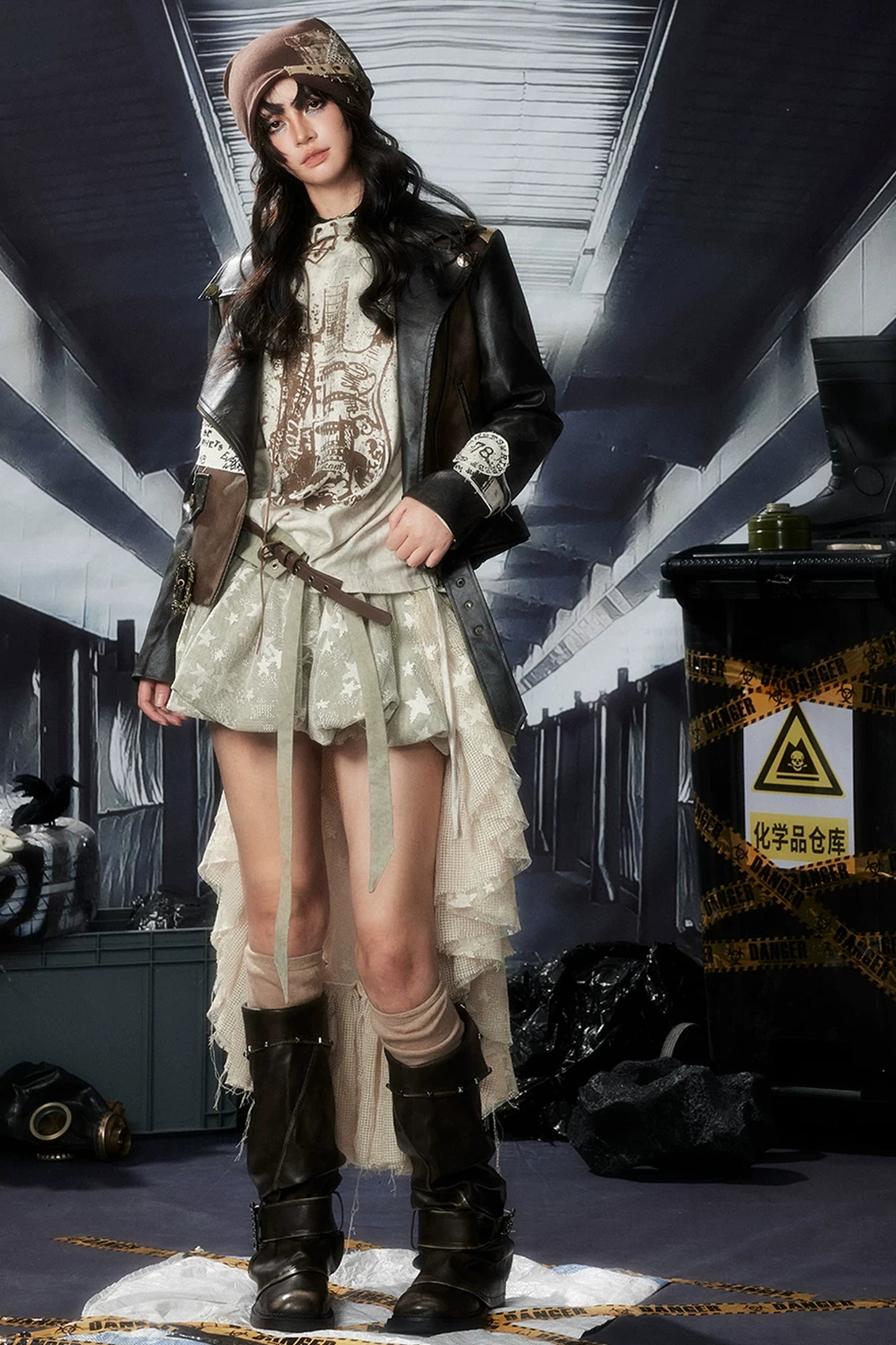 Veste en cuir patchwork