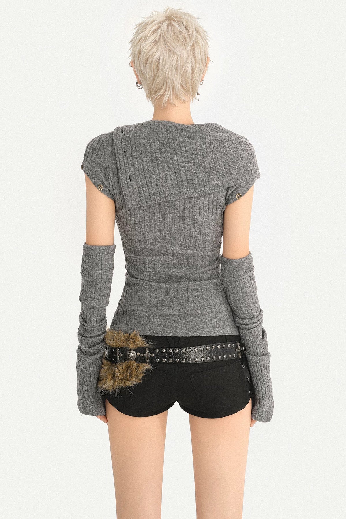 Punk Studded Leather Belt With Metal Buckle