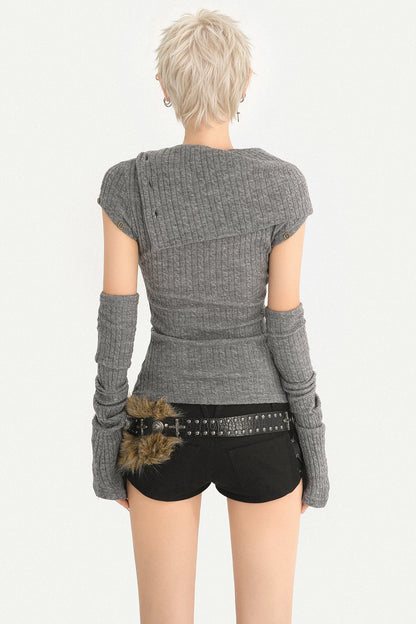 Punk Studded Leather Belt With Metal Buckle