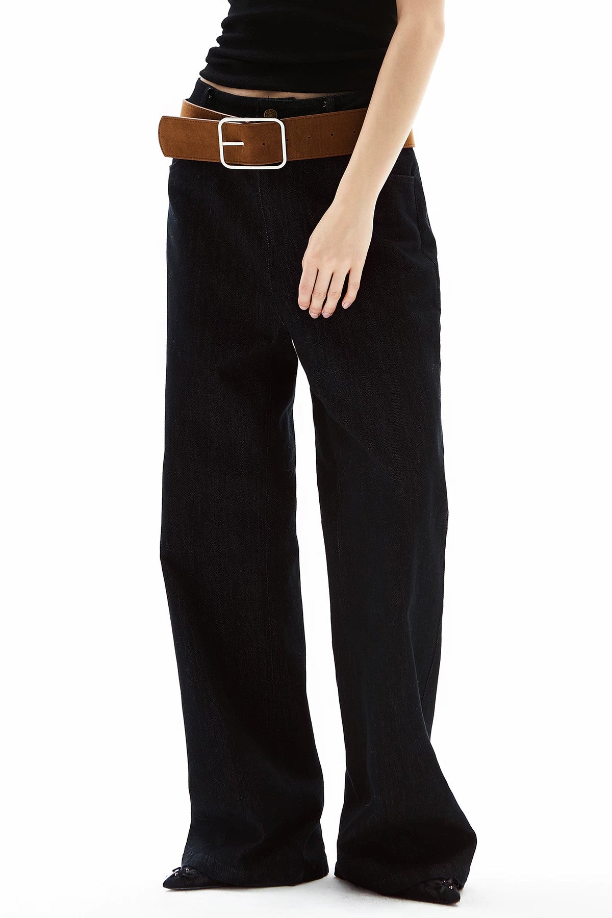 Blue-Gray Raw Denim Relaxed Fit Jeans