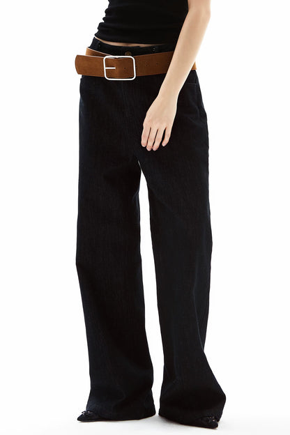 Blue-Gray Raw Denim Relaxed Fit Jeans