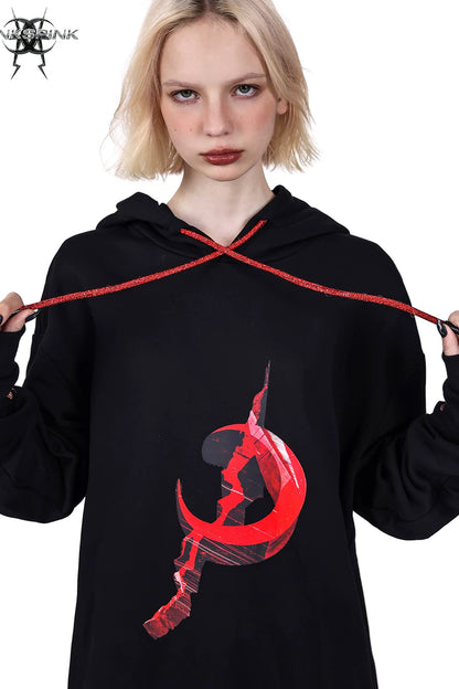 Electric Moon Diamond Drawstring Hoodie