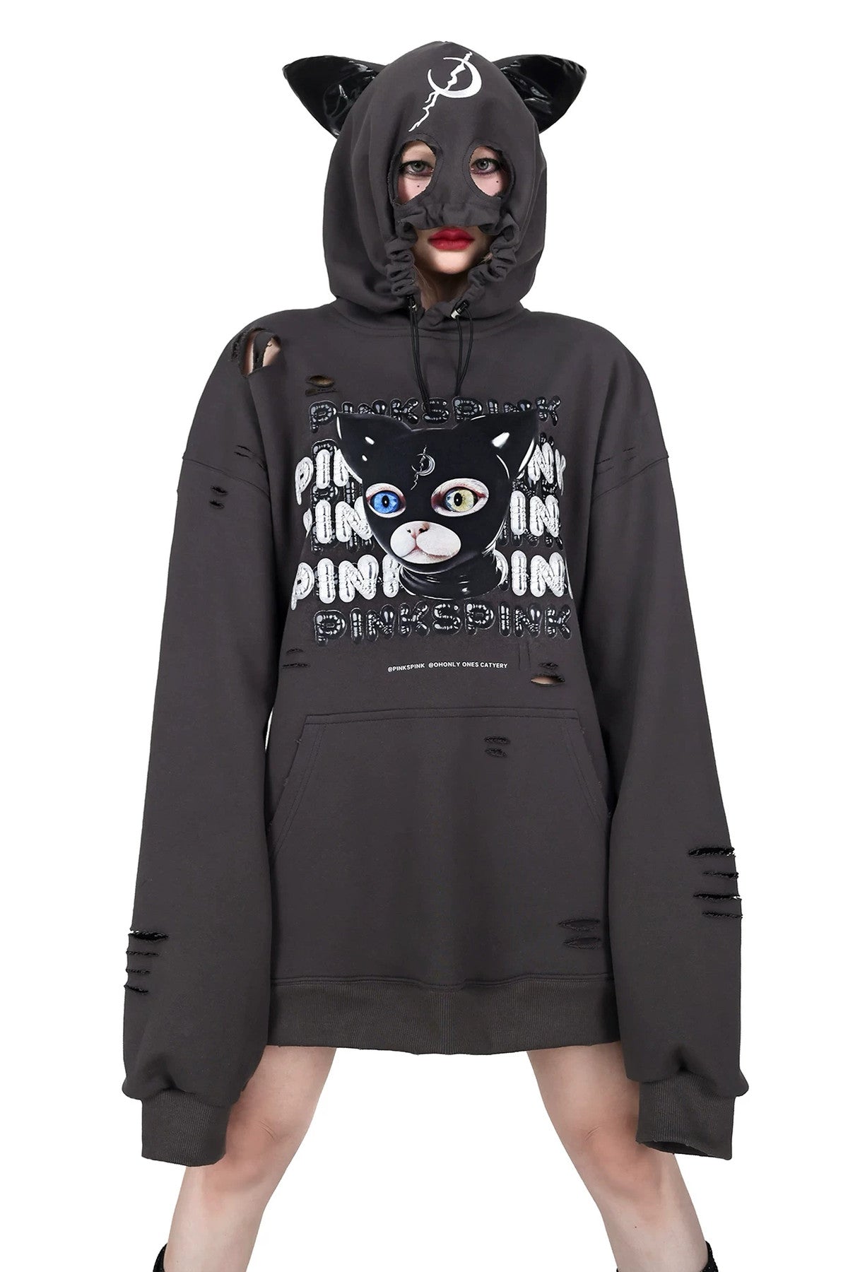 Cat Ear Ripped Hooded Hoodie