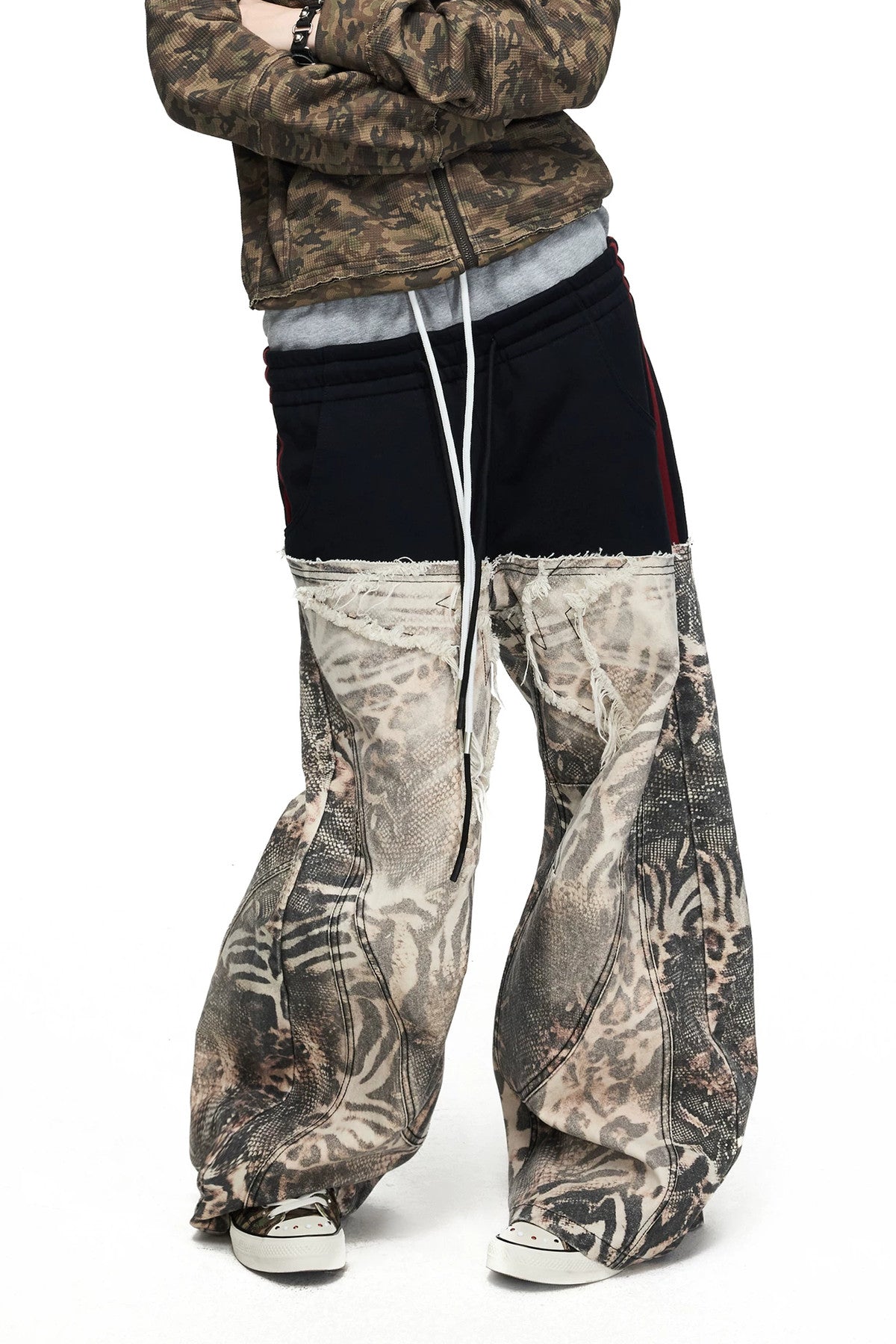 Brown Animal Print Curved Pants