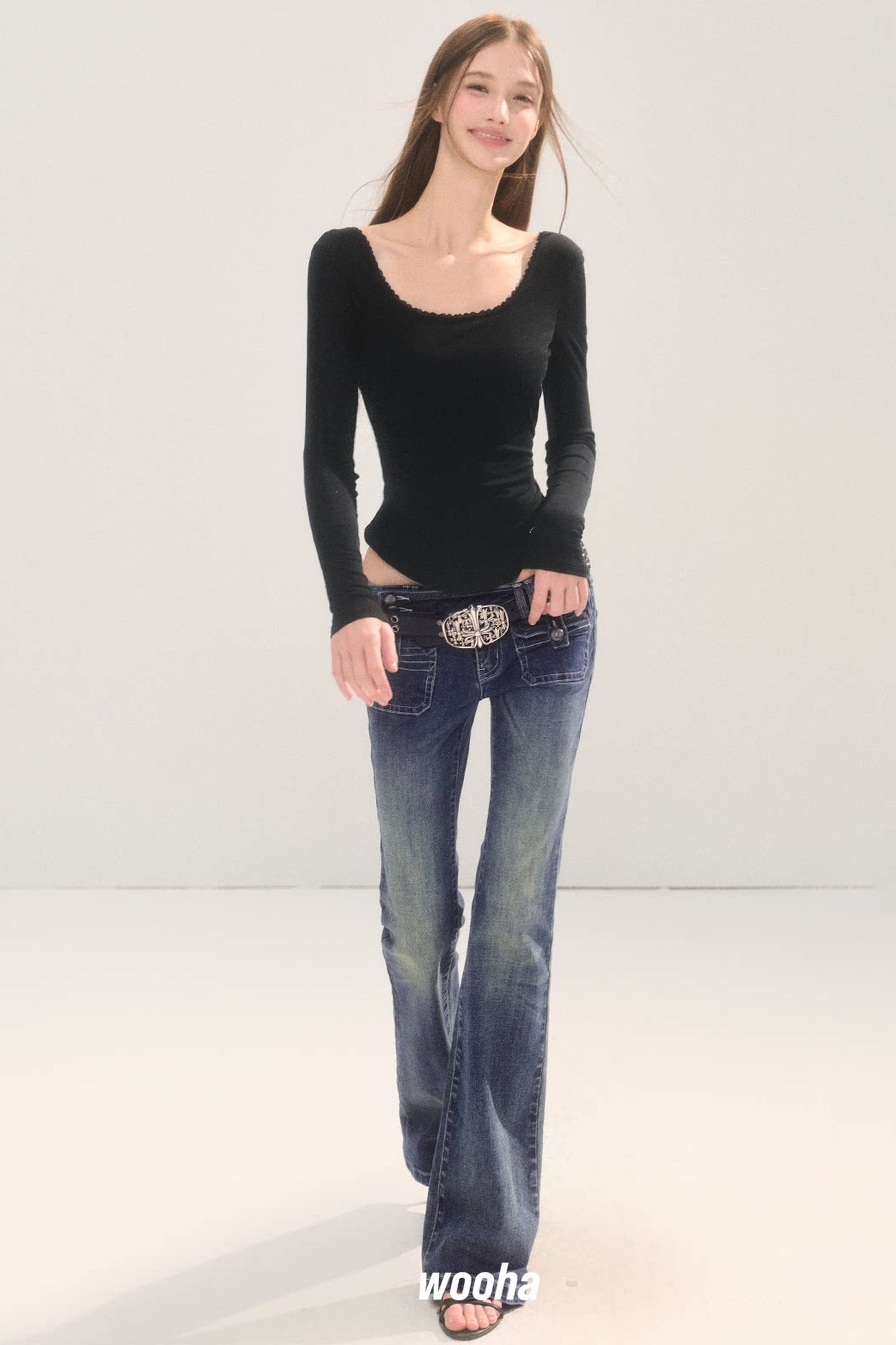 Vintage Washed Micro Flare Jeans