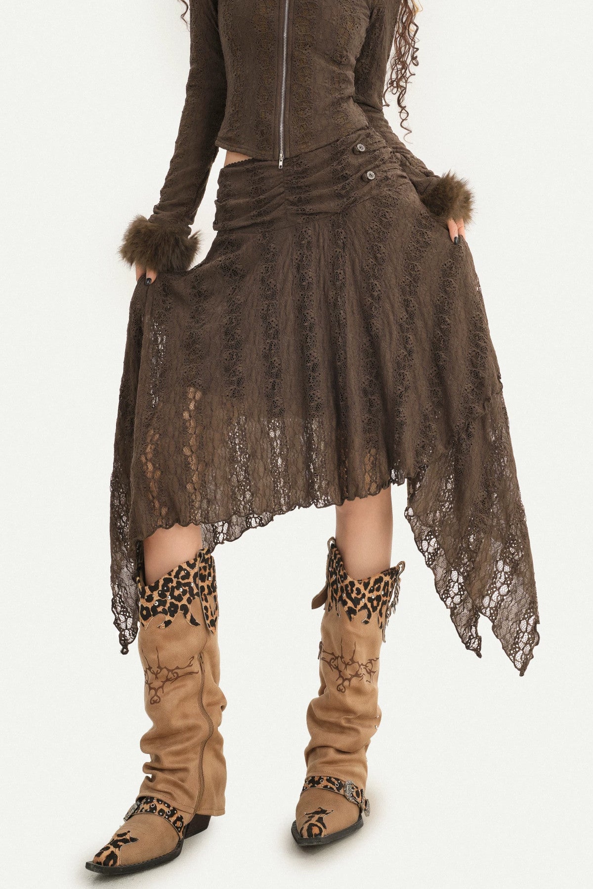 Irregular Layered Lace Skirt