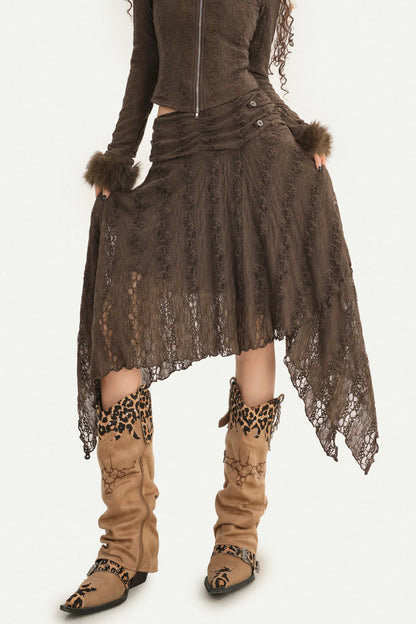 Irregular Layered Lace Skirt