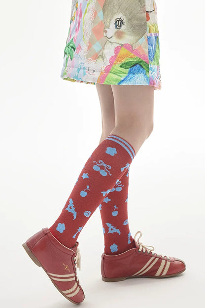 Red Heart Key Mid-Calf Socks