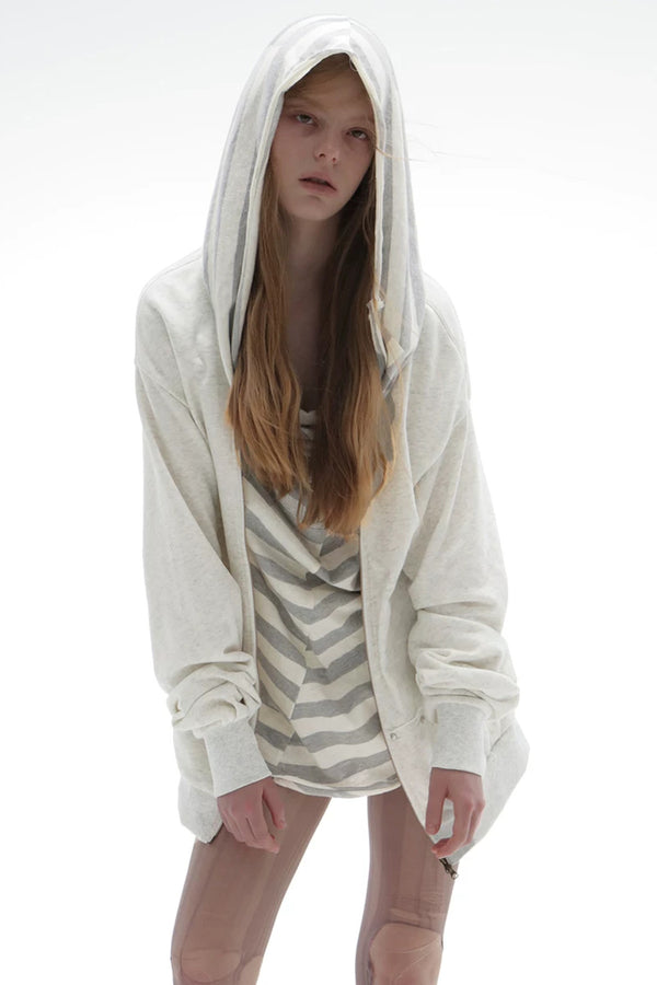 Oversized Striped Drop Shoulder Patchwork Sweatshirt