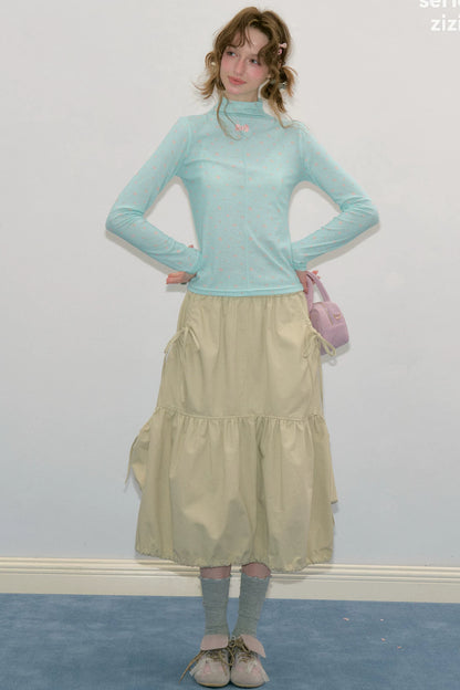 Khaki Slimming Drawstring Skirt