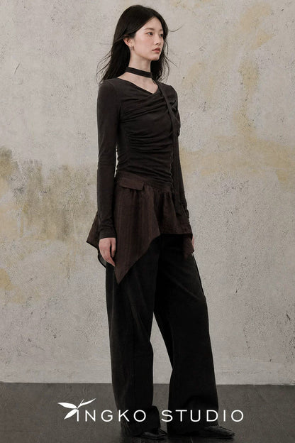 Chestnut Brown Straight Pants