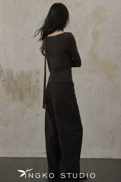 Chestnut Brown Straight Pants