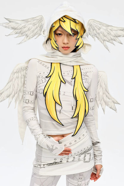 Character Printed Long Hair Cap