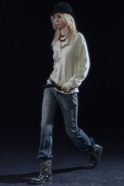 Whiskered Vintage Flared Jeans