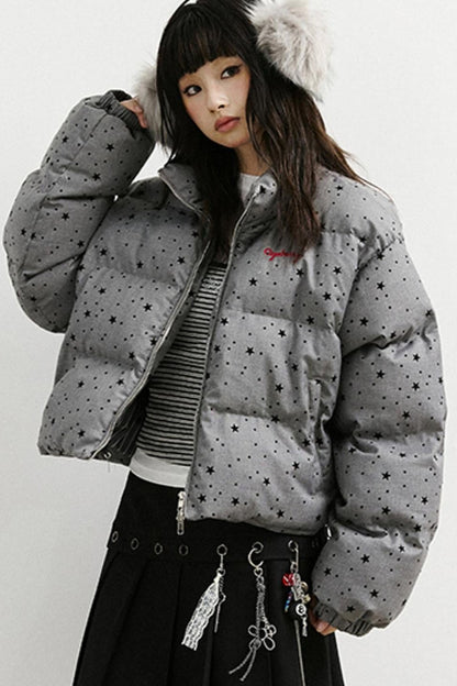 Star Flocked Short Cotton Jacket