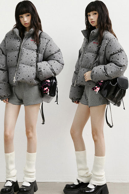 Star Flocked Short Cotton Jacket