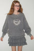 Grau-Sweatshirt-Oberteil