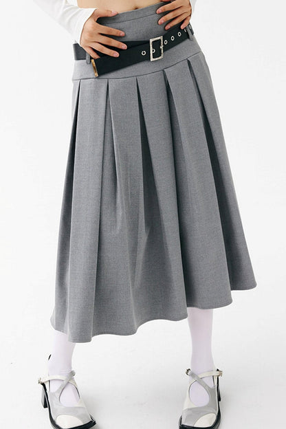 College Style Long Pleated Skirt