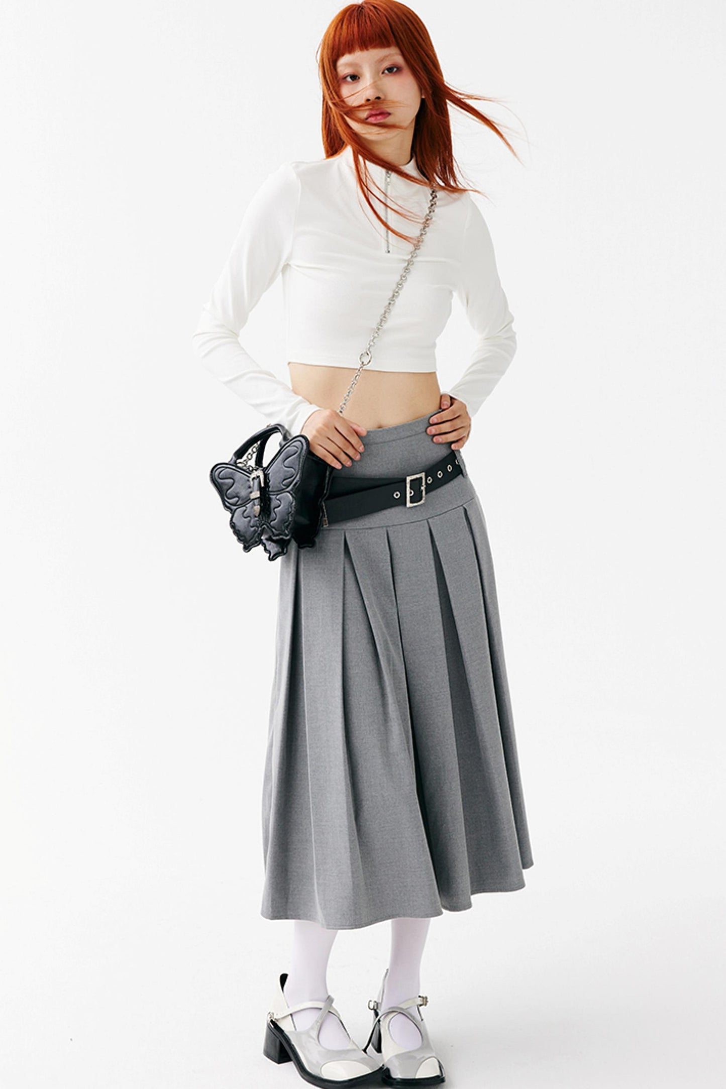 College Style Long Pleated Skirt