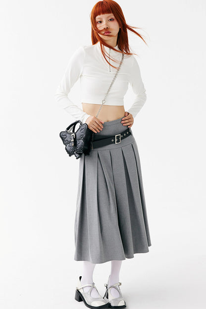 College Style Long Pleated Skirt