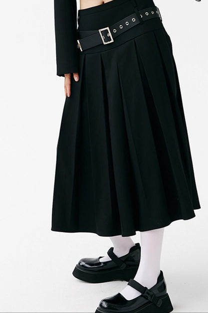 College Style Long Pleated Skirt