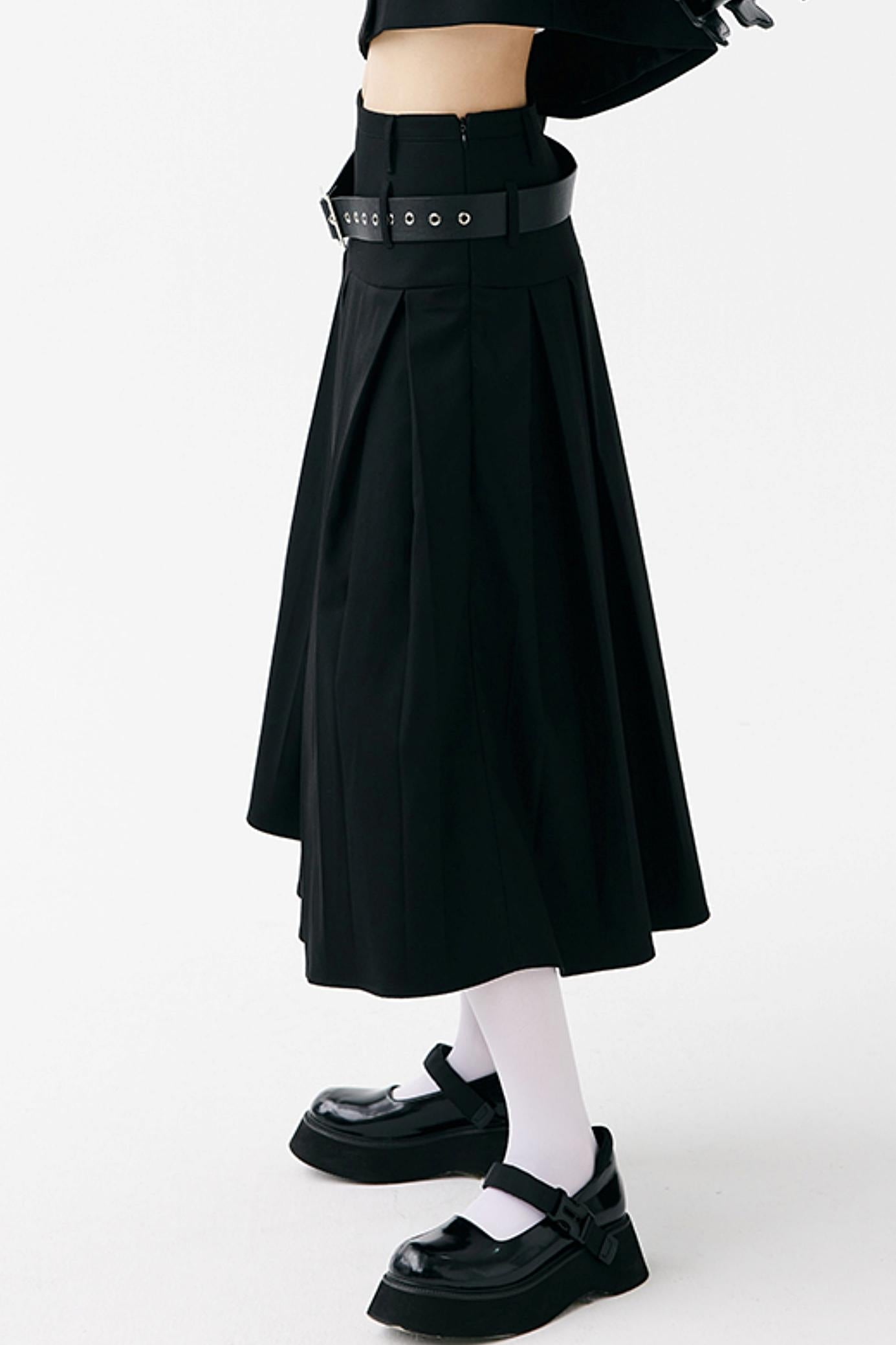 College Style Long Pleated Skirt