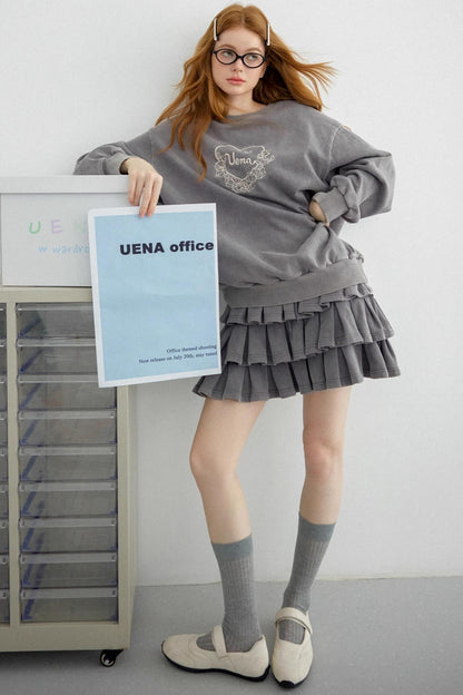 Gray Halter Sweatshirt Skirt Set-Up
