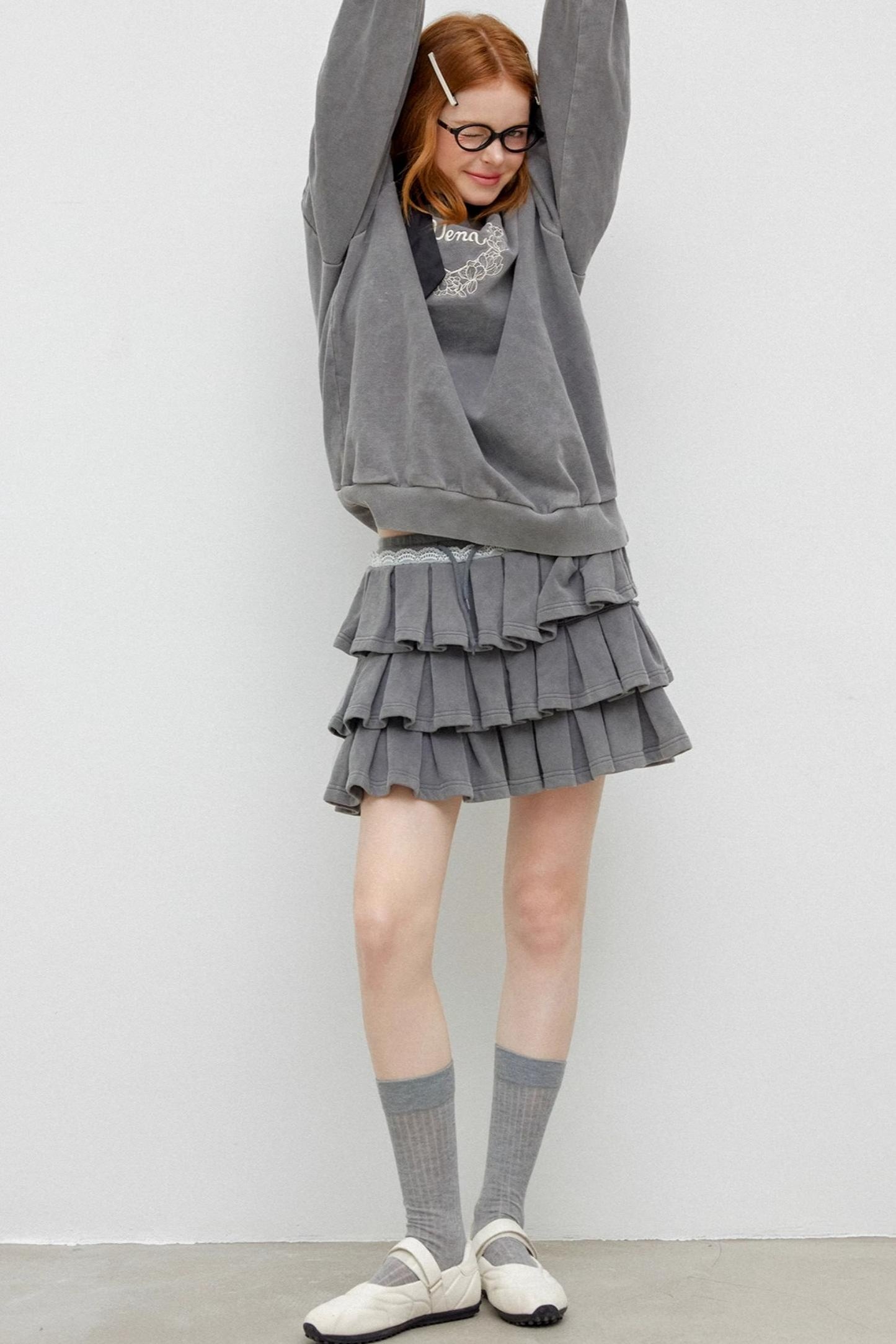 Gray Halter Sweatshirt Skirt Set-Up