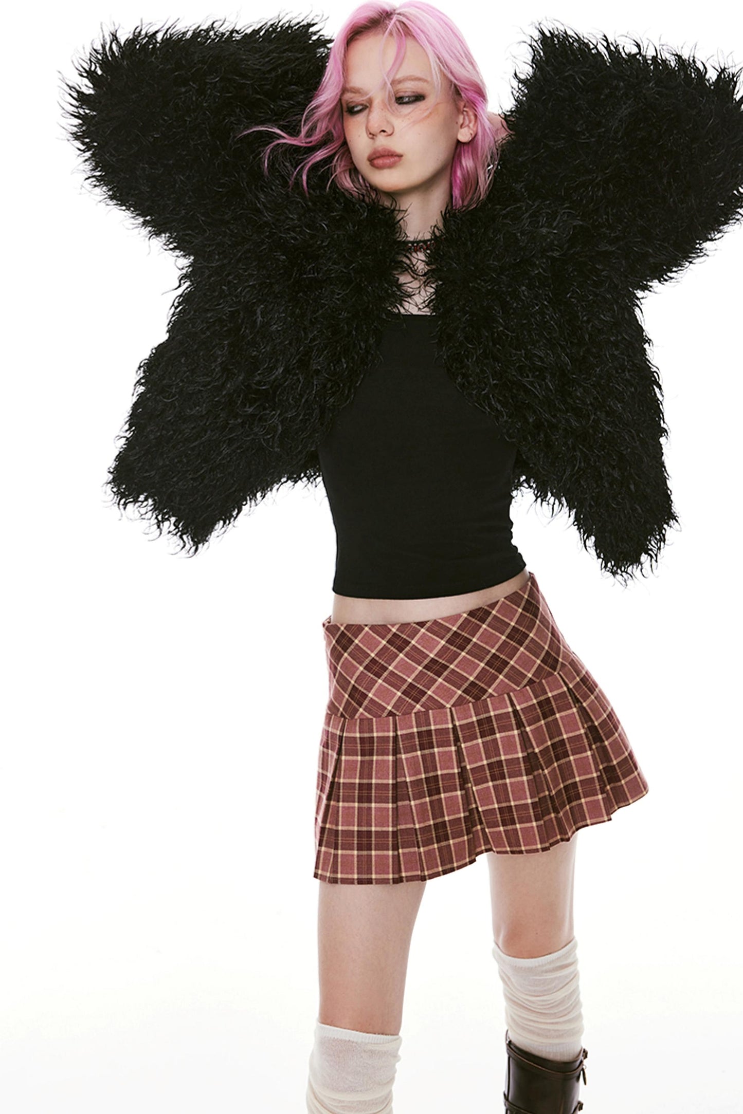 Cute and Stylish Plaid Pleated Skirt