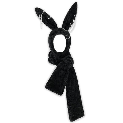 Plush Scarf Piercing Rabbit Hat