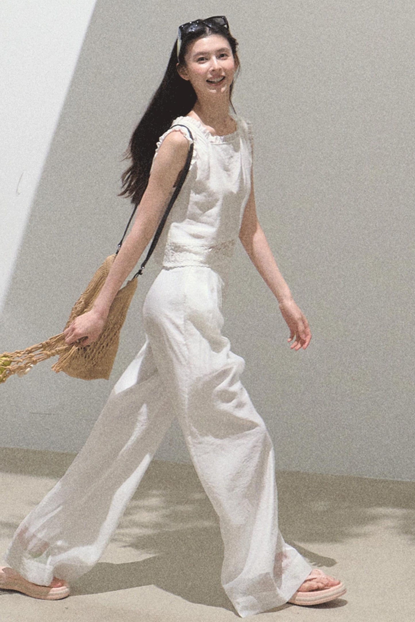 Linen Square Collar Top