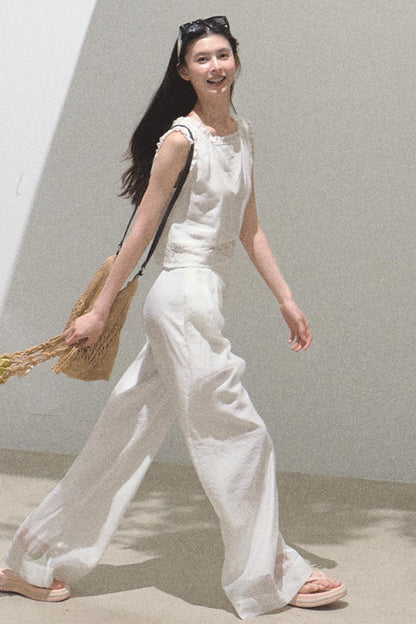 Linen Square Collar Top