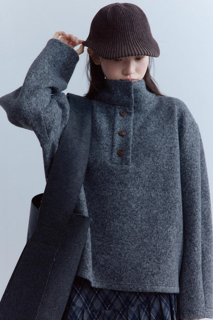 Two-Color Ribbed Knitted Cap