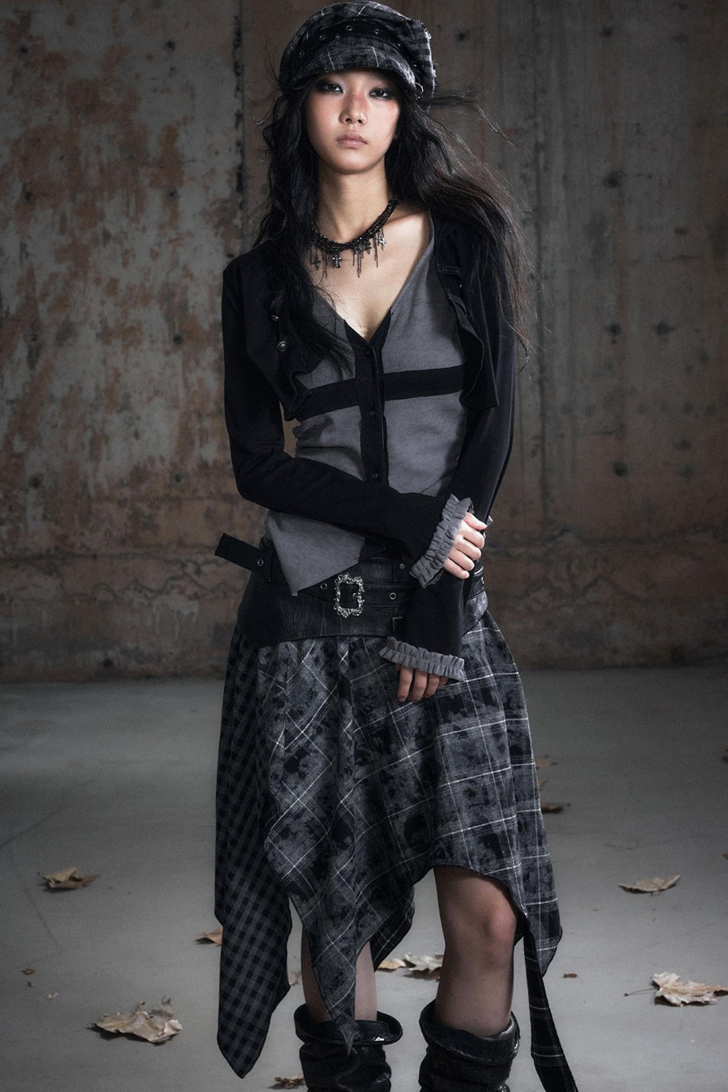 Two-Tone Long Sleeve Hooded Top