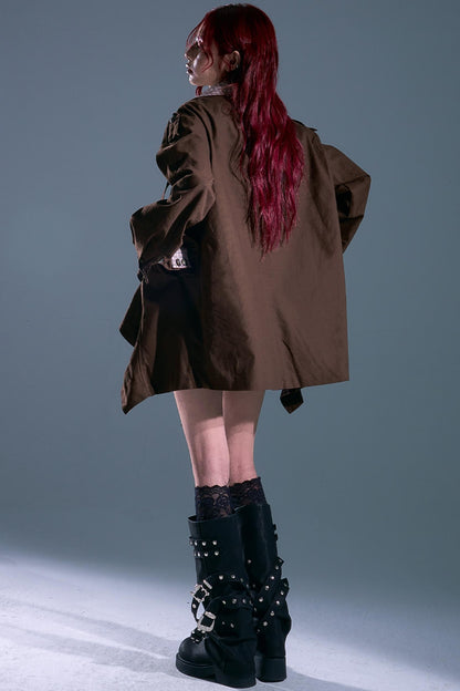 Vintage Check Wavy Edge Trench Coat