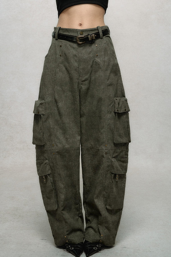Retro Loose Rivet Cargo Pants