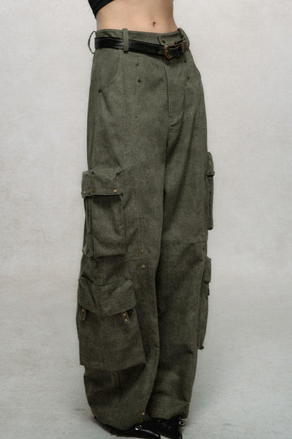 Retro Loose Rivet Cargo Pants