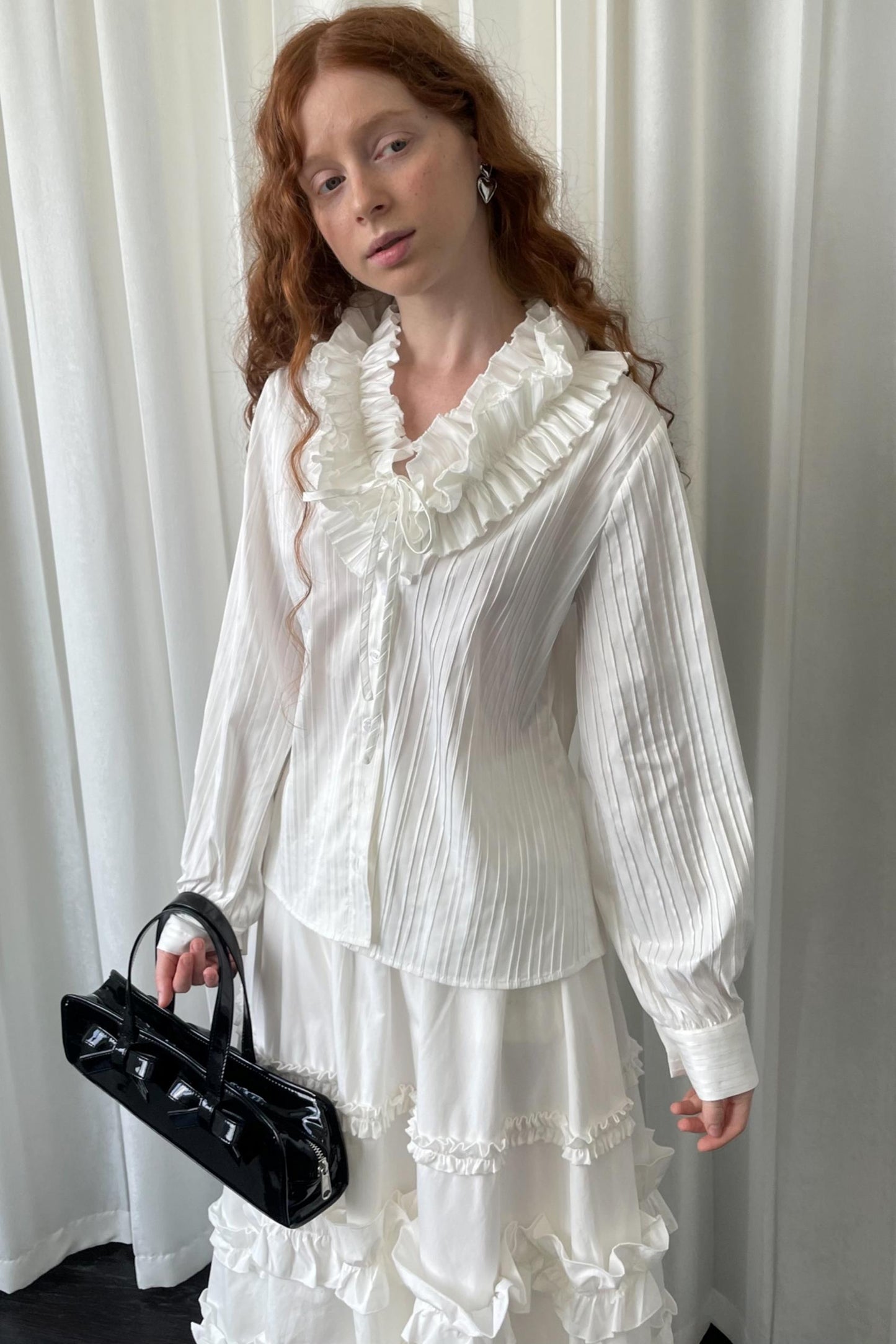 Big Lace Tie Long Sleeve Shirt