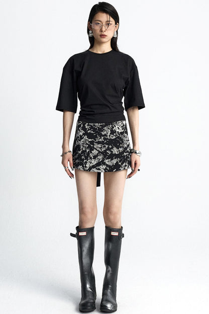 Mottled Jacquard Wrap Skirt