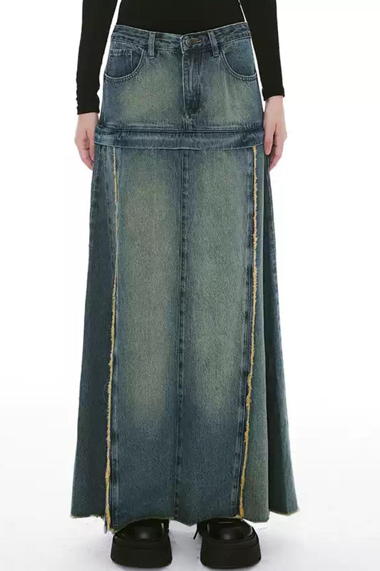 Detachable Retro Wash Denim Skirt