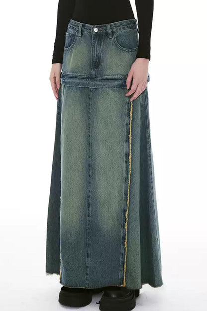 Detachable Retro Wash Denim Skirt