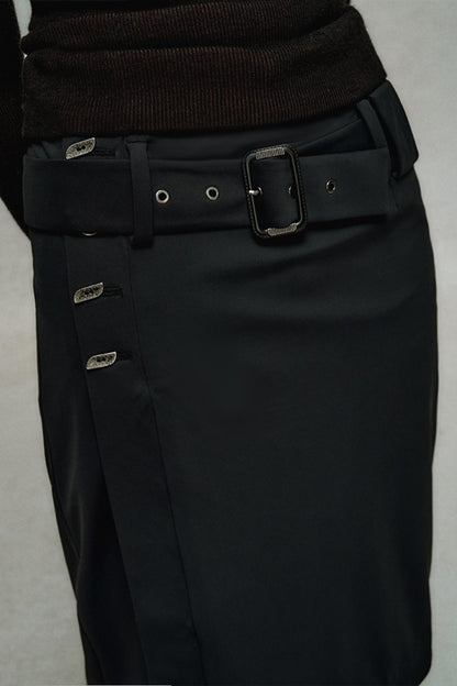 Black High Waist Flared Skirt Pants