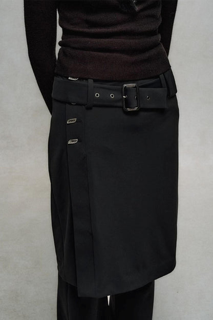 Black High Waist Flared Skirt Pants