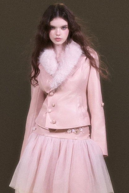 Pink Leather Jacket Set-Up