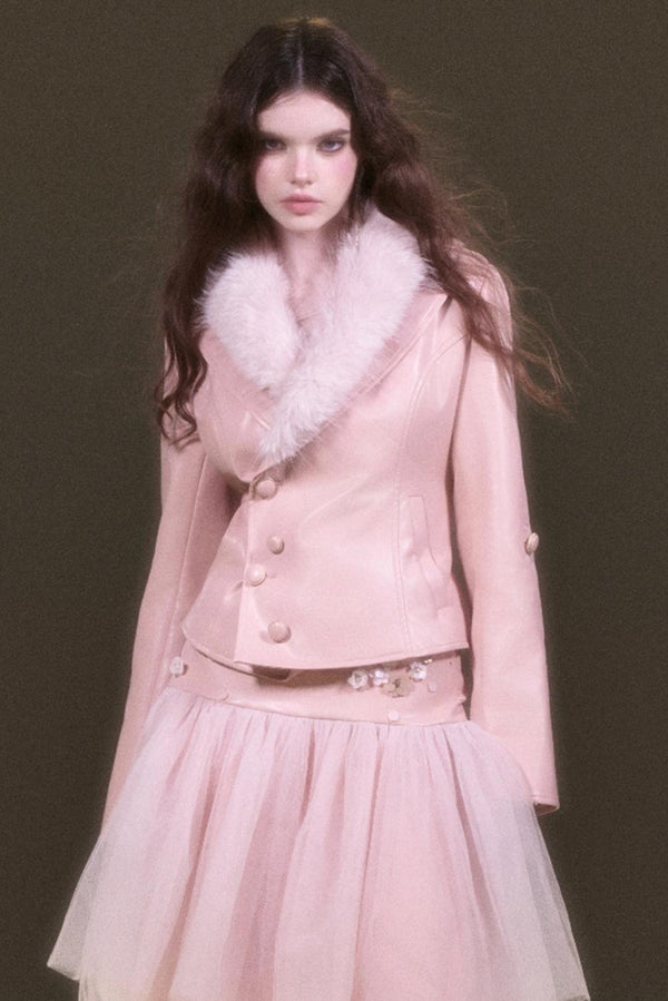 Pink Leather Jacket Set-Up