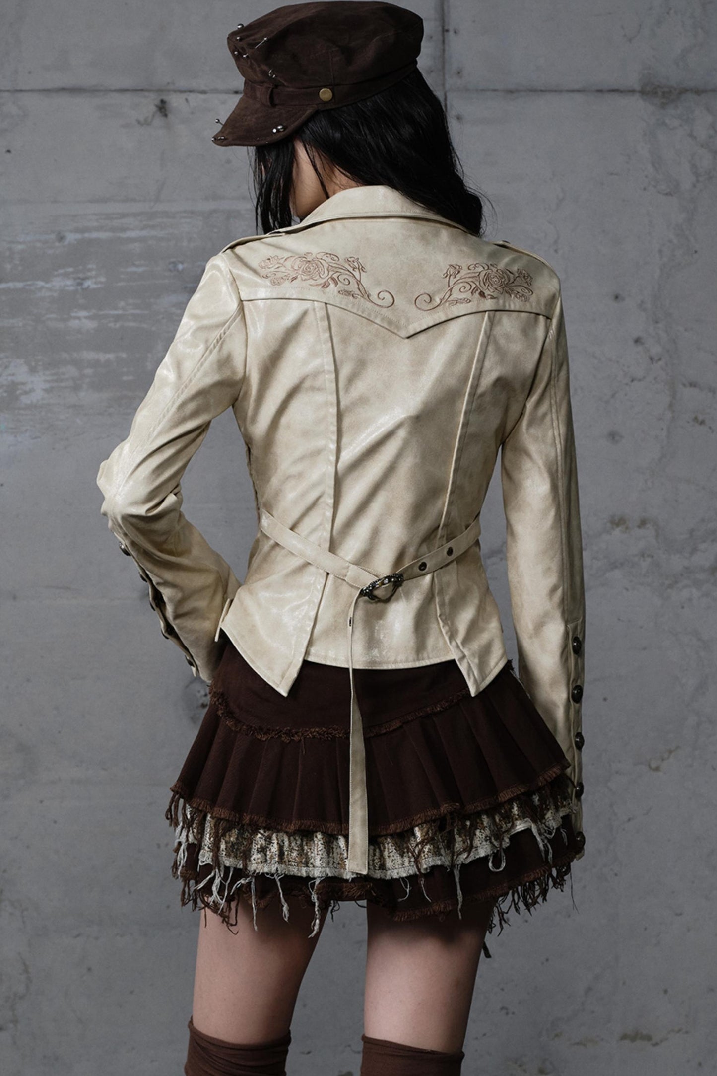 Embroidery Deconstructed  Short Leather Jacket
