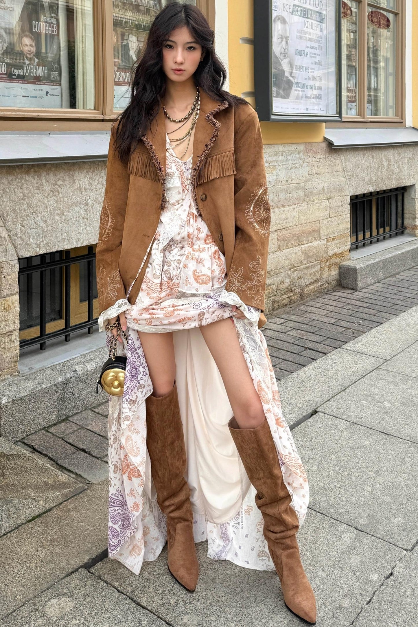 Cashew Flower Vintage Lace Dress Set-Up