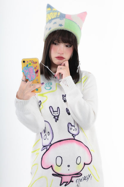 Retro Distressed Cartoon Sweater